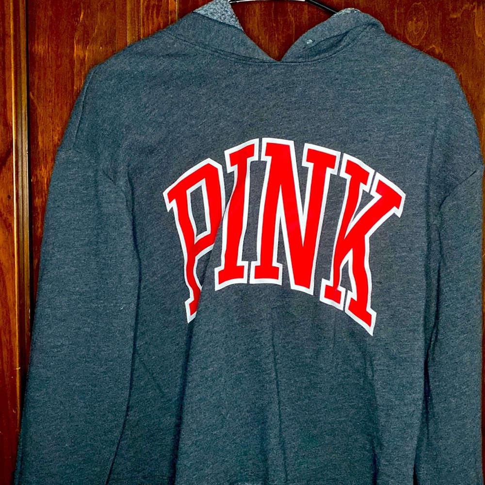 Pink Grey & Red Cropped Sweatshirt